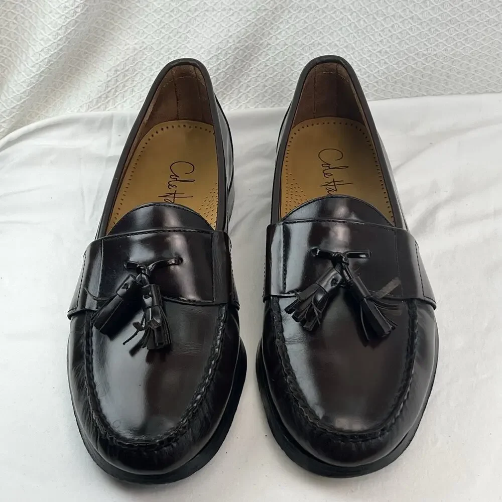 Cole Haan Men’s 9.5M Burgundy Tassel Loafers Leather Dress Shoes Made in India